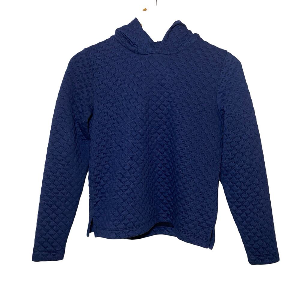 J.Crew Quilted Long Sleeve Hoodie Sweatshirt XXS NWT Navy Blue Casual Fall Wear